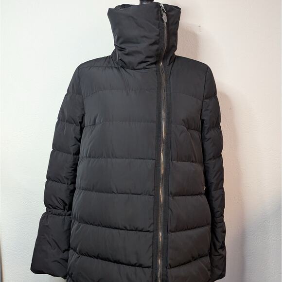Moncler Lobelia Down Puffer Coat size S Quilted Black Bell Sleeves Midi - Picture 6 of 16